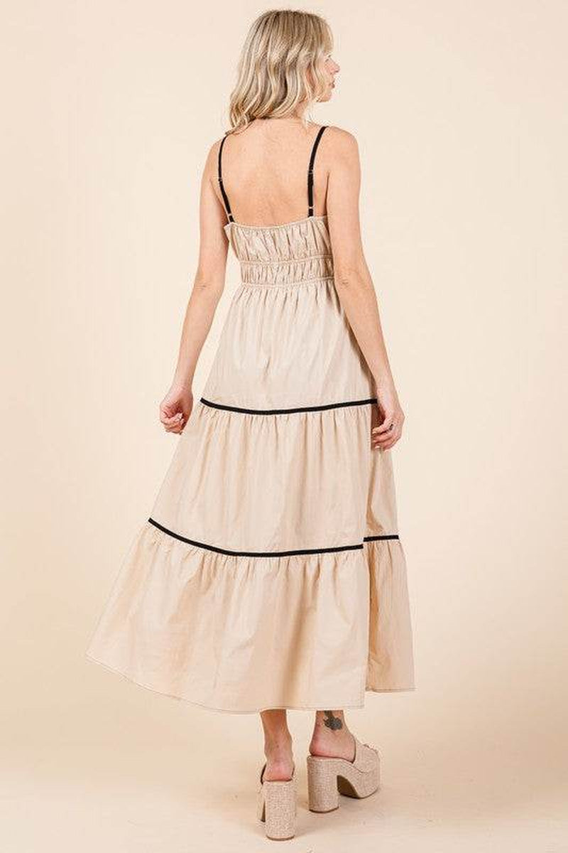Chic Plus Size Piping Detail Midi Sundress - Alrickas’ UNIQUE BOUTIQUE