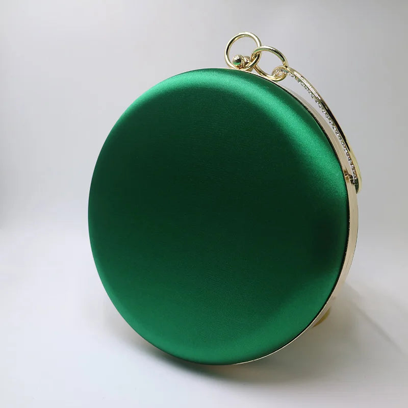 New Silk Satin round Circular Women Fashion Day Clutches Wristlets Handbag Purse Party Prom Evening Clutch Bag Purple