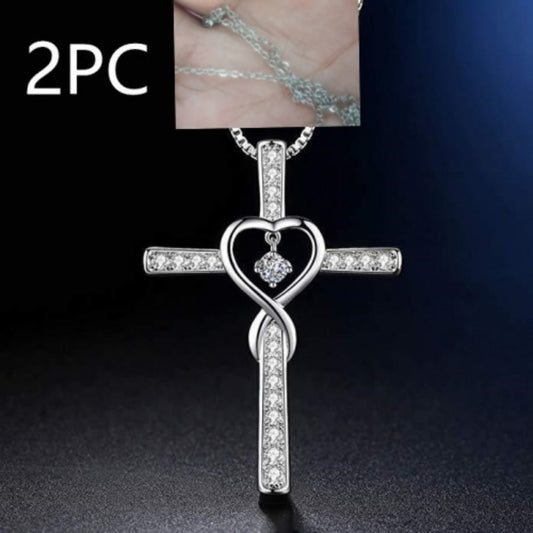 Infinity Love God We Trust Christian Cross Birthstone Crystal Pendant Necklace Colour Gems Zircon Heart Necklace Women Jewelry - Alrickas’ UNIQUE BOUTIQUE