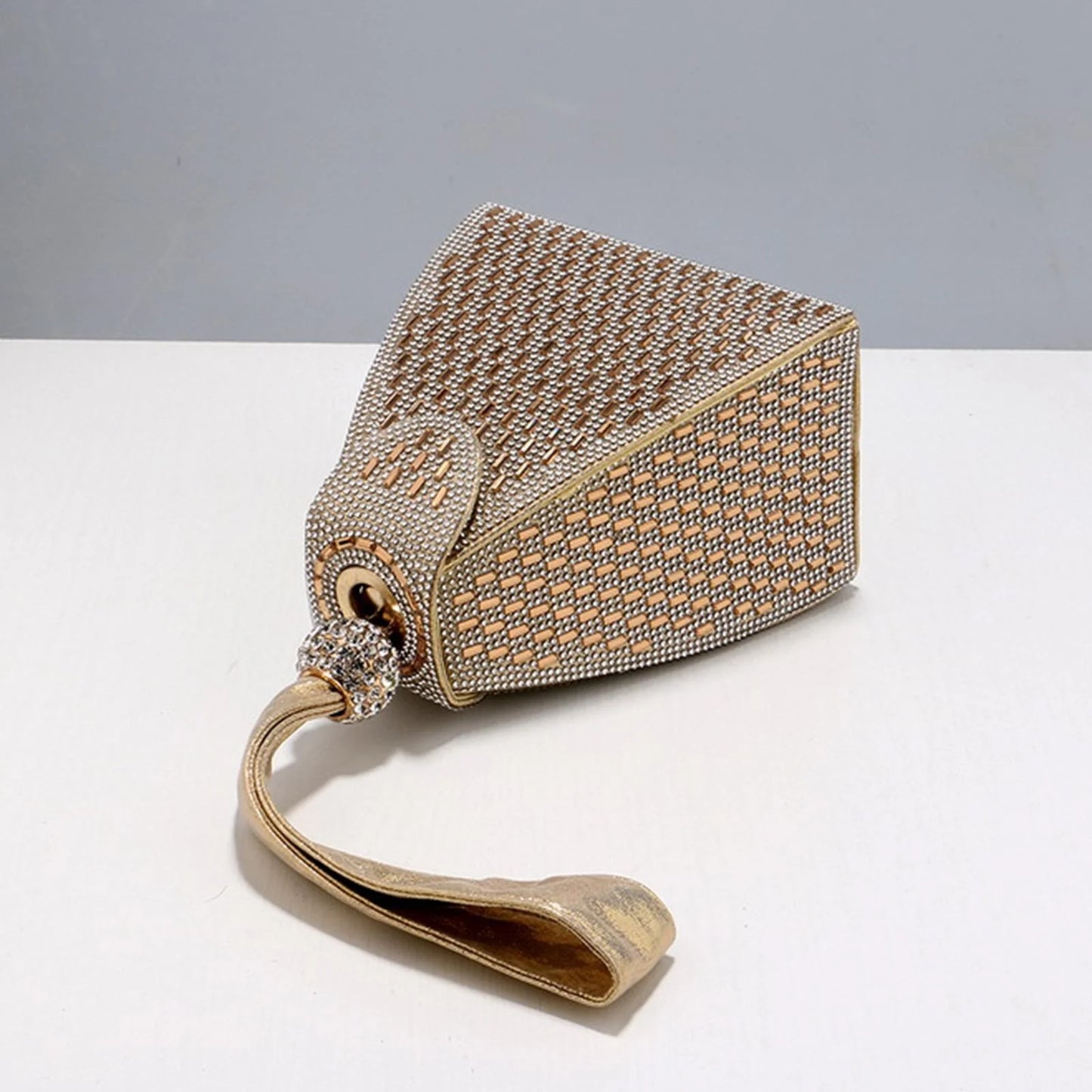 Clutch Purse, Handbag, Evening Bag Triangle for Women, Tote for Wedding Cocktail Aureate