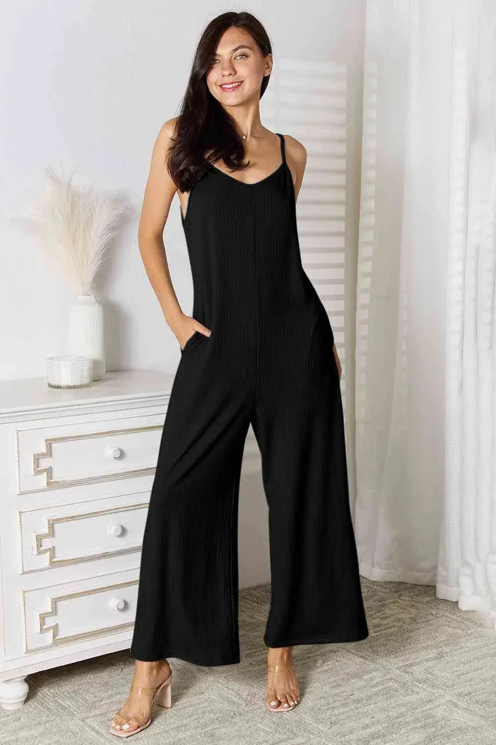 Chic V-Neck Spaghetti Strap Jumpsuit - Perfect Fit for Every Body - Alrickas’ UNIQUE BOUTIQUE