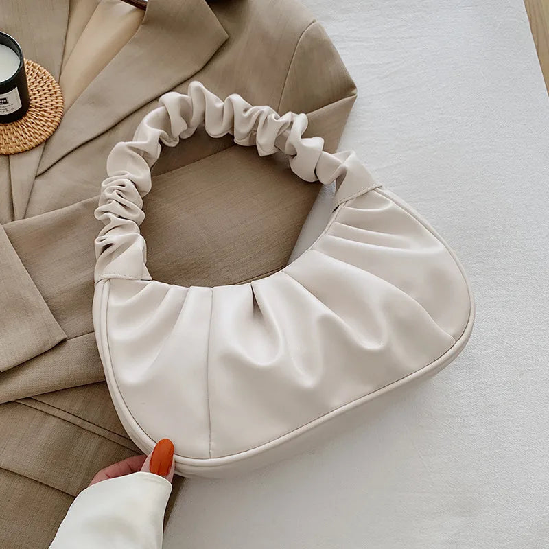 Chic Pleated PU Cloud Handle Bags for Women - Stylish Dumpling Shoulder & Armpit Handbags for Shopping and Leisure - Alrickas’ UNIQUE BOUTIQUE