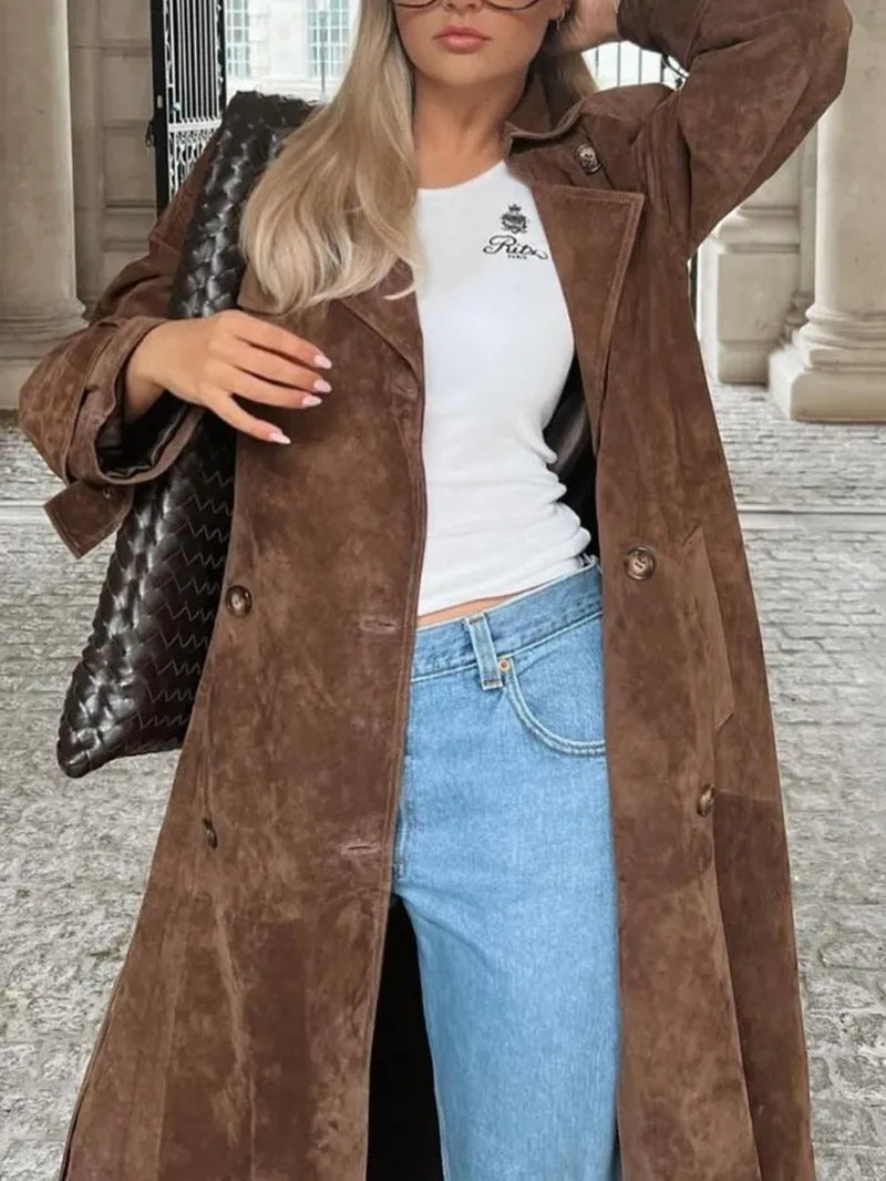 Women'S Trench Coats Winter Long Shirt Dress Women Brown Windbreak Coat Korean plus Large Size Casual Outerwear Thickening Fashion