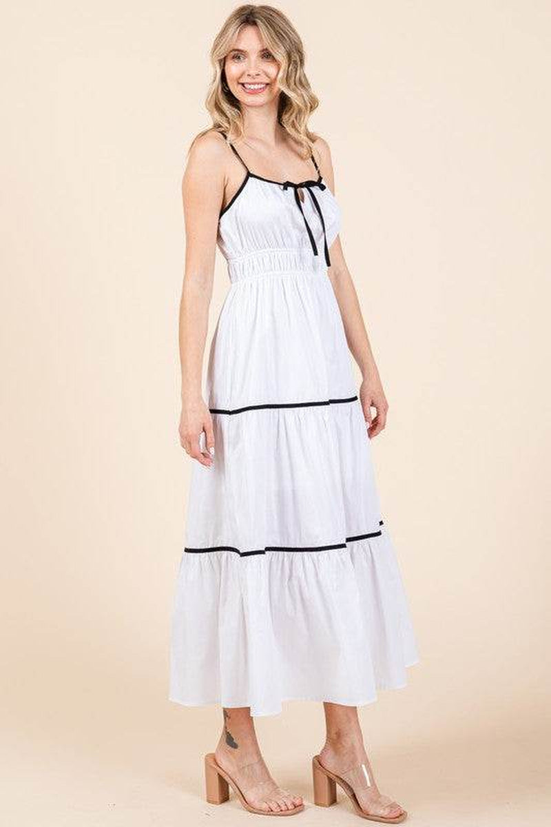 Chic Plus Size Piping Detail Midi Sundress - Alrickas’ UNIQUE BOUTIQUE