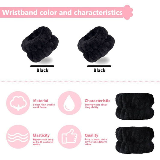 2-Pack Microfiber Face Washing Wristbands - Stretchy Absorbent Arm Towels for Women and Kids, Perfect for Spa and Daily Skincare Routine - Alrickas’ UNIQUE BOUTIQUE
