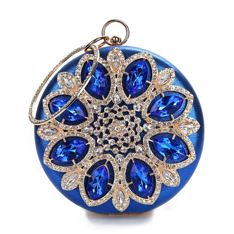 Green Clutch Bag Women round Clutch Purse Evening Bag Crystal Wedding Purse and Handbag Exquisite Chain Shoulder Bag ZD1244