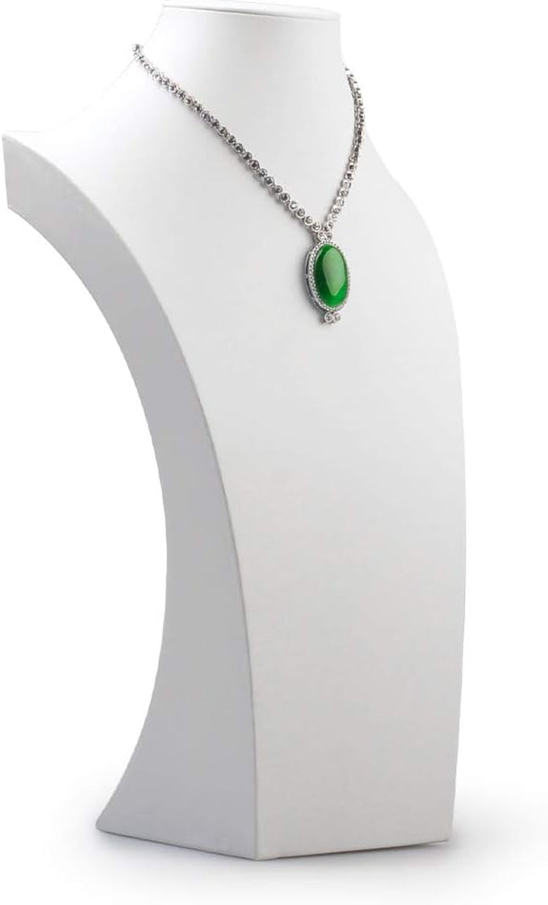 White Leather Jewelry Bust Necklace Display Stand Trade Show Jewelry Holder (H:15.28")