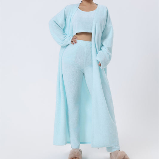 Cozy Pajama Set, 3 Piece Lounge Set, Cute Loungewear, Warm Suit Sets, Matching Set, Lounge Set, 3 Piece Pant Sets, Women Winter Dress - Alrickas’ UNIQUE BOUTIQUE