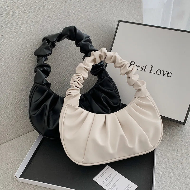 Chic Pleated PU Cloud Handle Bags for Women - Stylish Dumpling Shoulder & Armpit Handbags for Shopping and Leisure - Alrickas’ UNIQUE BOUTIQUE