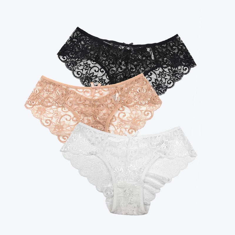3Pcs/Pack! Sexy Women Lace Panties Underwear Lace Briefs S M L XL Women Underwear