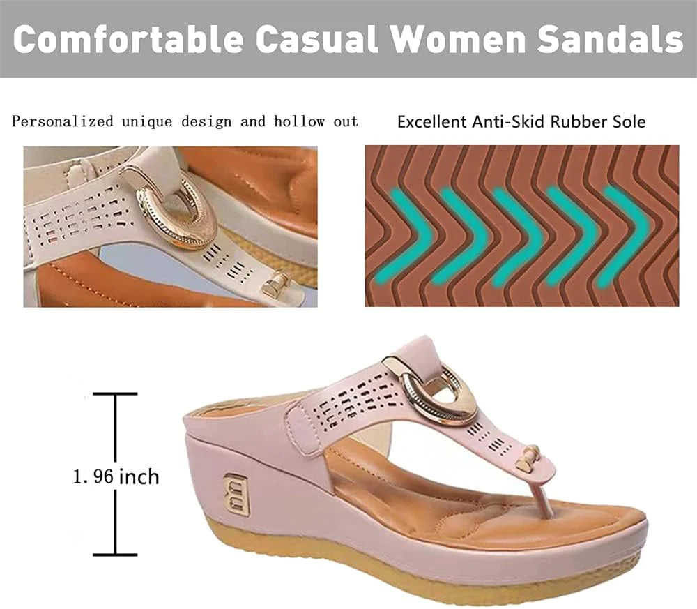 Comfortable Low-Wedge Orthopedic Sandals for Women - Casual Anti-Slip Flip Flops - Alrickas’ UNIQUE BOUTIQUE