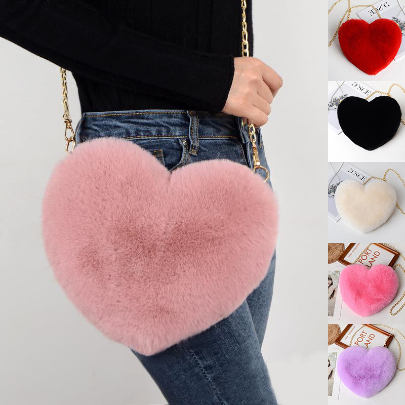 Love Bags for Women Plush Chain Shoulder Bags Valentine'S Day Party Bag