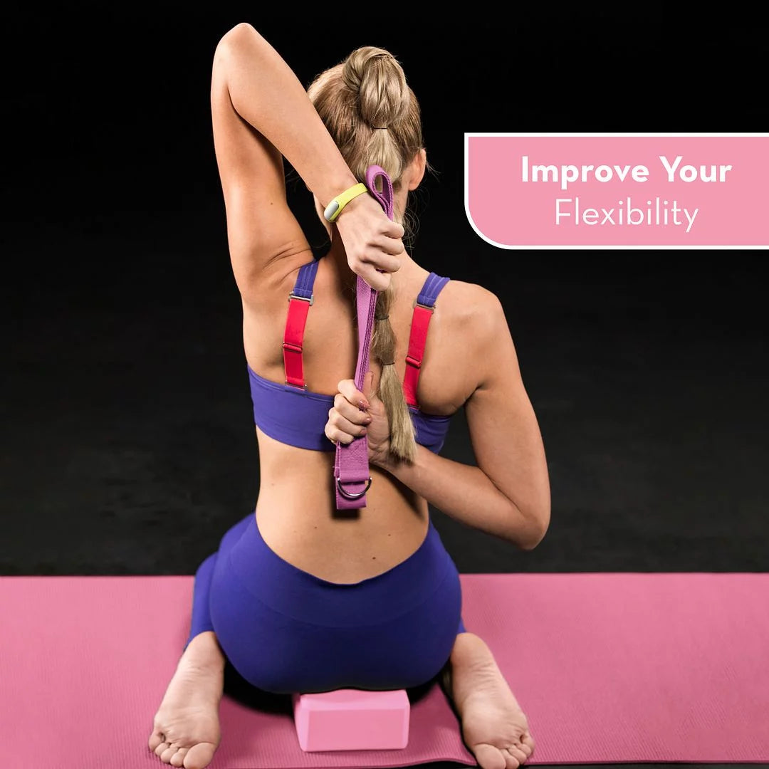 Premium 72" Non-Slip Yoga Mat Set with Blocks, Strap, and Towels - Stylish Pink Design - Alrickas’ UNIQUE BOUTIQUE
