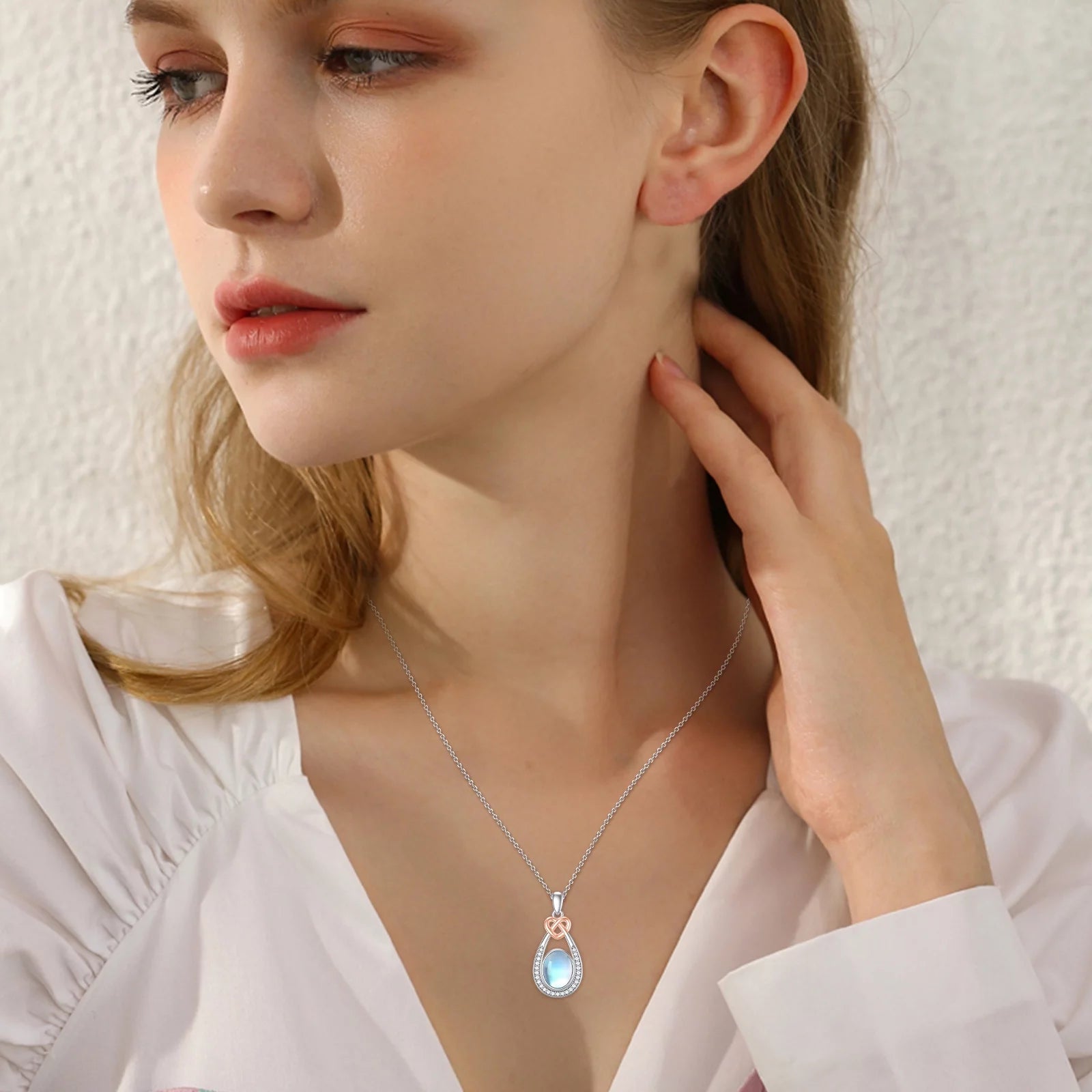 Elegant Moonstone Teardrop Necklace in 925 Sterling Silver - Perfect Birthday Gift for Women, Moms, Daughters, and Wives - Alrickas’ UNIQUE BOUTIQUE