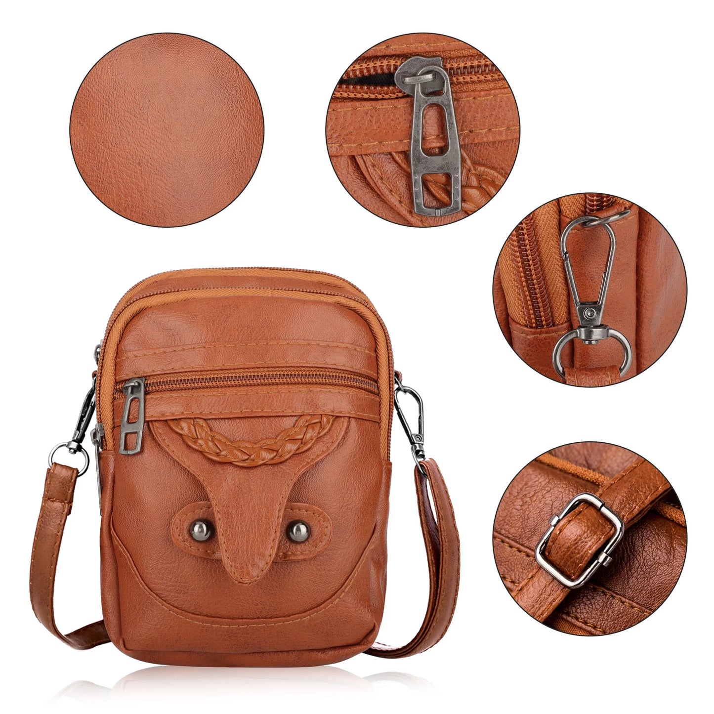 Small Cell Phone Purse, PU Leather Crossbody Phone Bag with Adjustable Strap