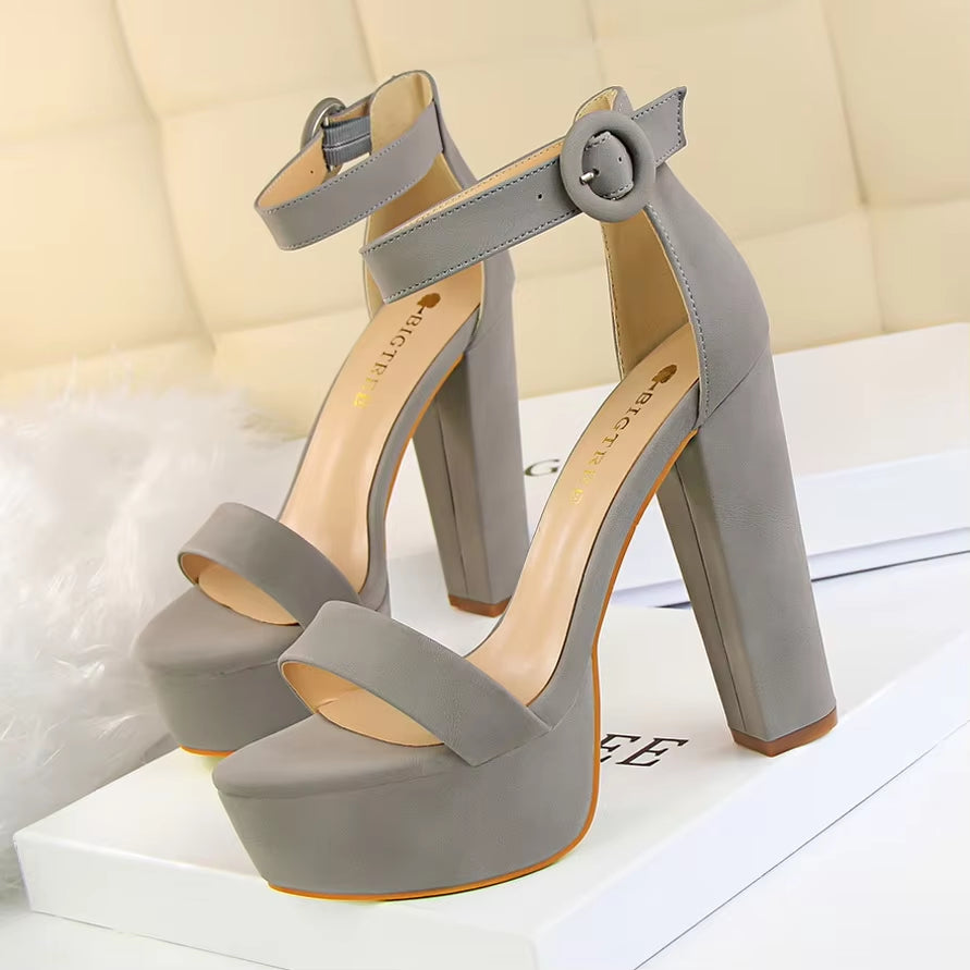Shoes Women Pumps High Heels Shoes Women Heels Sexy Block Heels Fashion Women Sandals Platform Buckle New Ladies Shoes - Alrickas’ UNIQUE BOUTIQUE