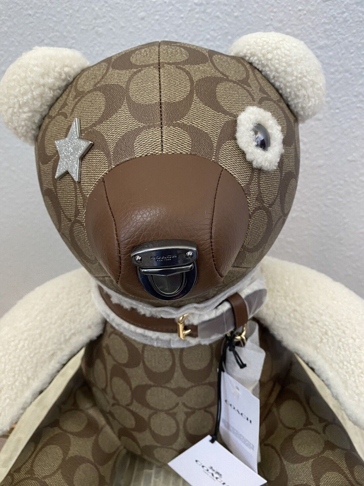Coach Bear Doll in Signature Canvas Pebble -Smooth Leather and Shearling 75528 - Alrickas’ UNIQUE BOUTIQUE