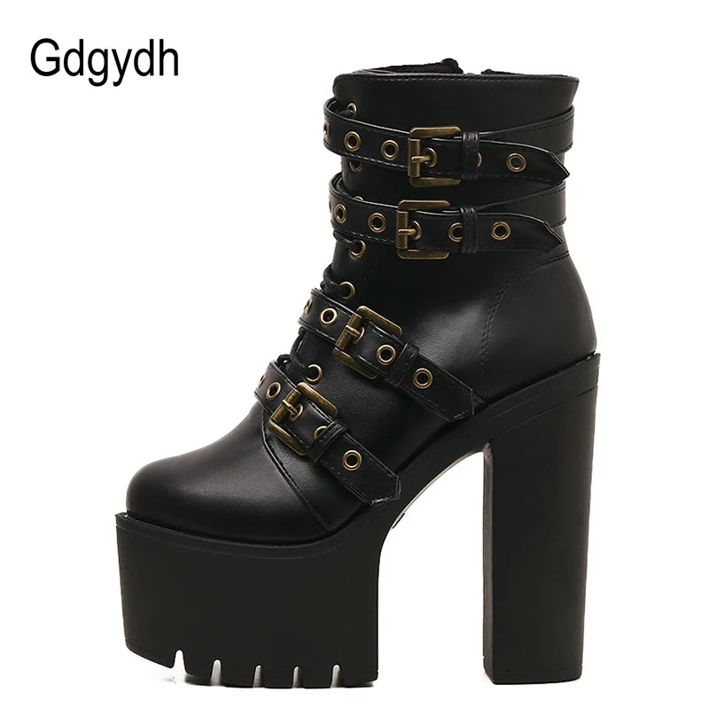 Sexy Rivet Black Ankle Boots Women Platform Soft Leather Autumn Winter Ladies Boots with Zipper Ultra High Heels Shoes - Alrickas’ UNIQUE BOUTIQUE