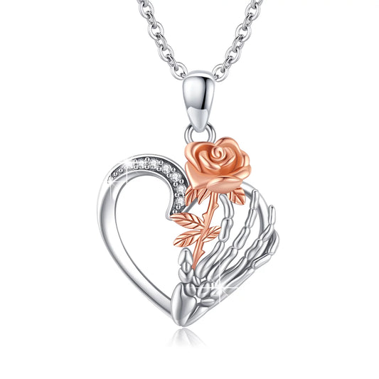Elegant Sunflower Necklace - 925 Sterling Silver Skeleton Hand Heart Pendant Jewelry for Women, Perfect Birthday & Xmas Gift for Daughter, Mom, or Niece - Alrickas’ UNIQUE BOUTIQUE