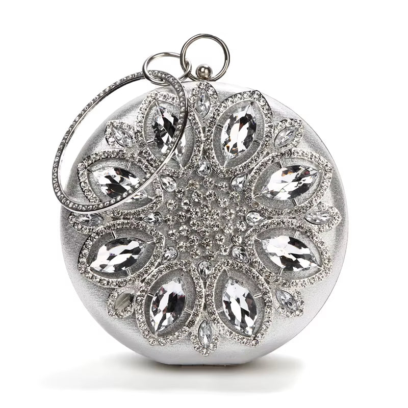 Green Clutch Bag Women round Clutch Purse Evening Bag Crystal Wedding Purse and Handbag Exquisite Chain Shoulder Bag ZD1244