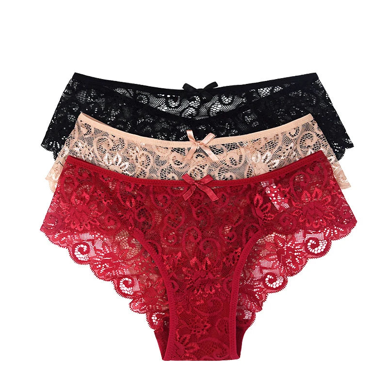 3Pcs/Pack! Sexy Women Lace Panties Underwear Lace Briefs S M L XL Women Underwear