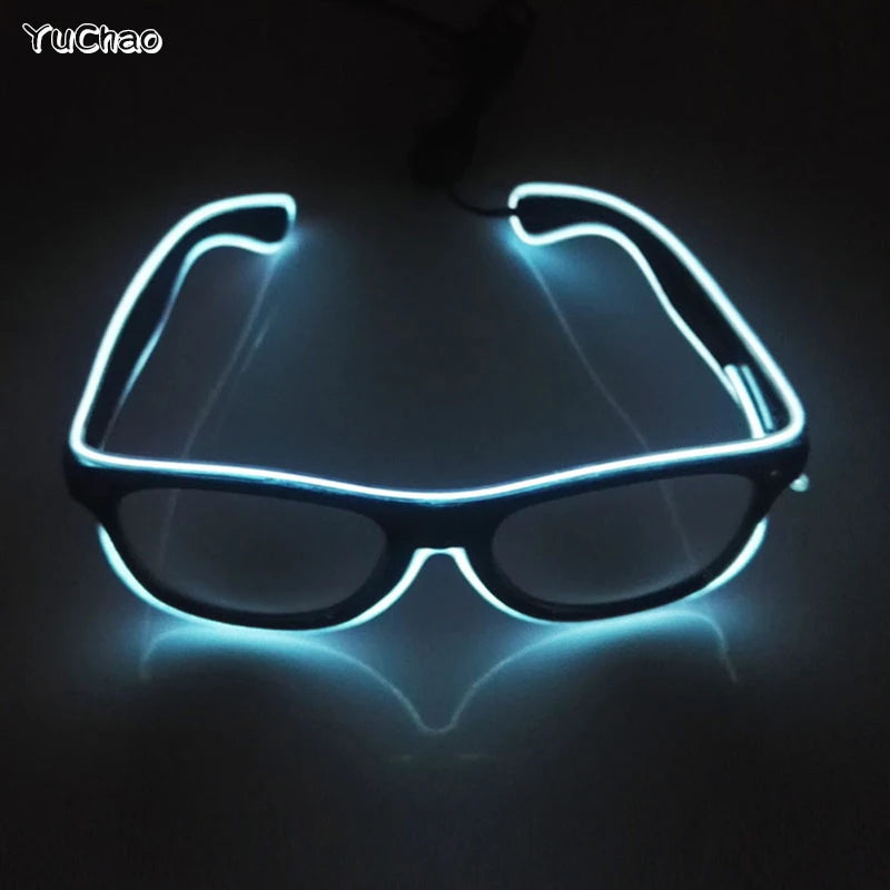 Cool Fashion Double Colors EL Window-Shades Glasses Glowing Glasses Neon LED Light up Sunglasses Glow Party Decorative Glasses