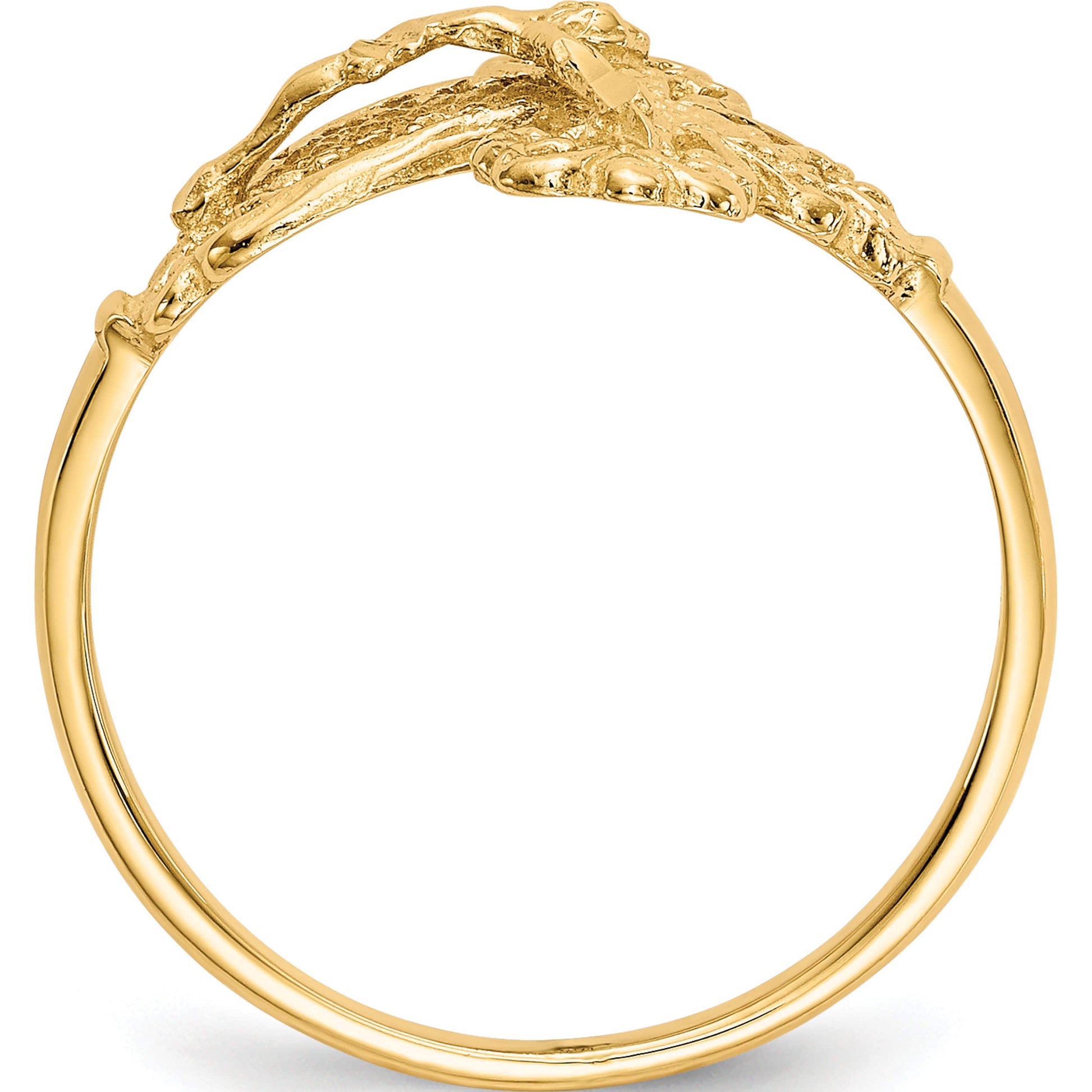 Stunning 14K Yellow Gold Diamond Cut Crucifix Ring - Size 6, Made in USA - Alrickas’ UNIQUE BOUTIQUE