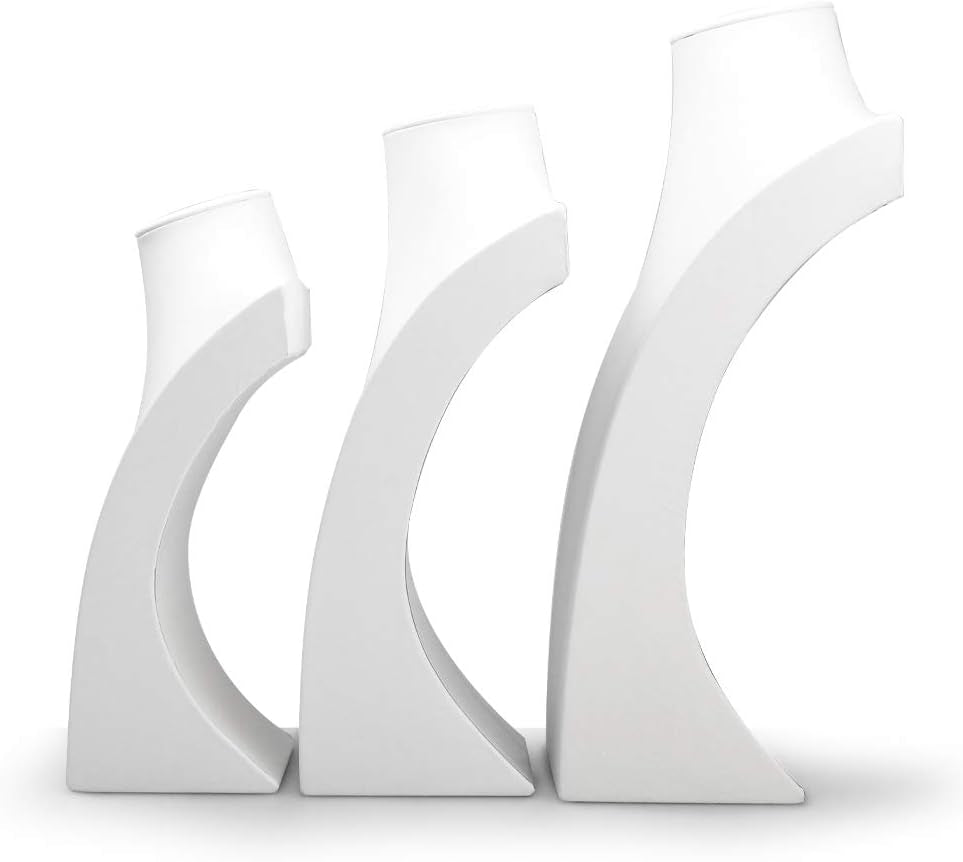 White Leather Jewelry Bust Necklace Display Stand Trade Show Jewelry Holder (H:15.28")
