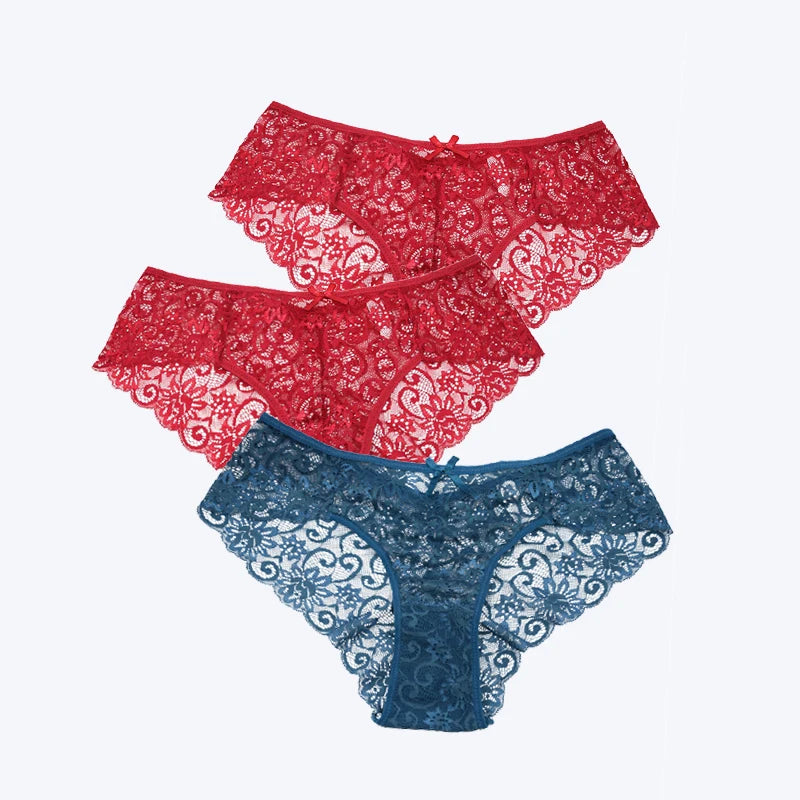 3Pcs/Pack! Sexy Women Lace Panties Underwear Lace Briefs S M L XL Women Underwear