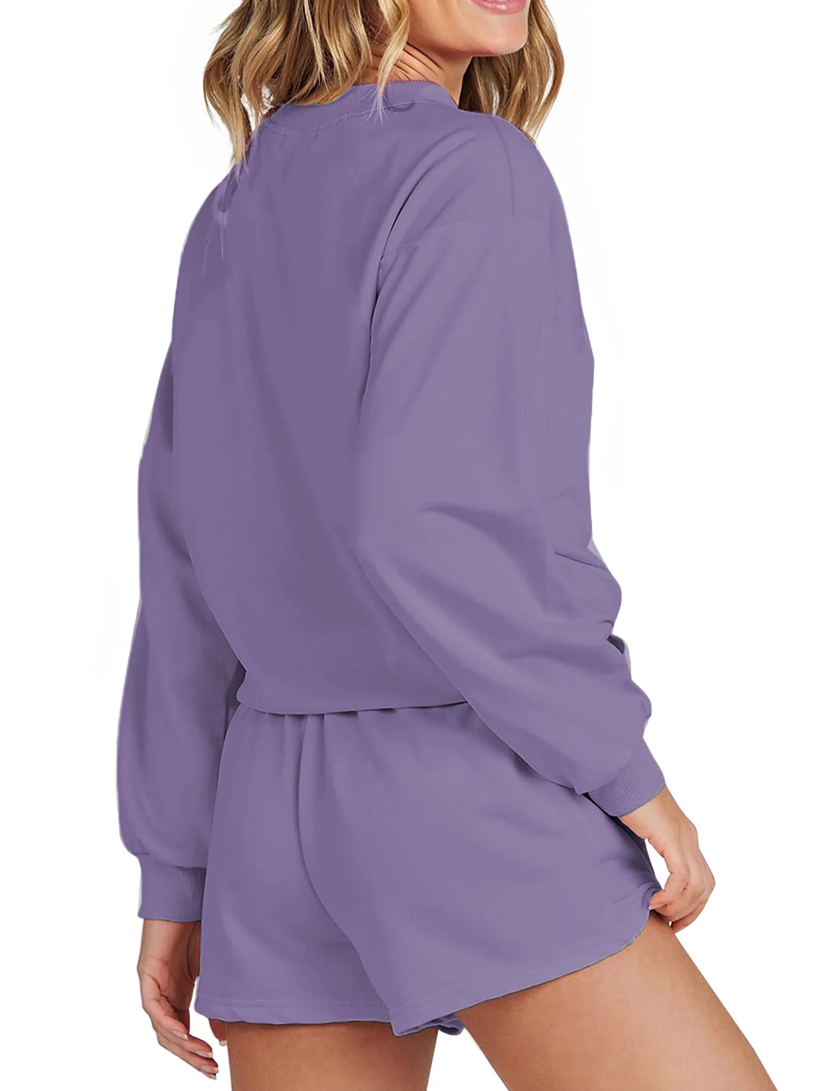 Cozy Fall Pajama Sets for Women - Stylish Two Piece Lounge Outfits with Long Sleeve Sweatshirts and Shorts - Alrickas’ UNIQUE BOUTIQUE