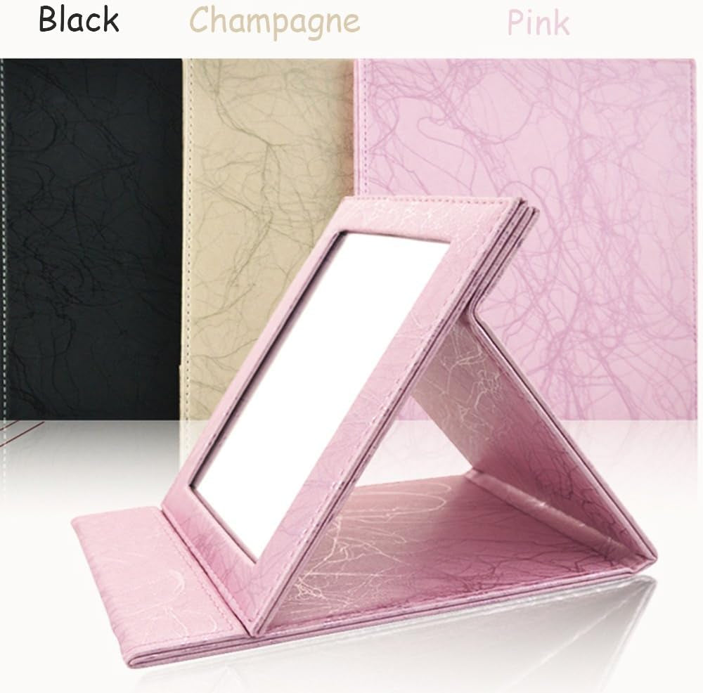 Portable Folding Vanity Mirror with Stand, Collapsible Mirror Make-Up Mirror Dresser Foldable Mirror Make-Up Tools and Accessories (Large, Pink)