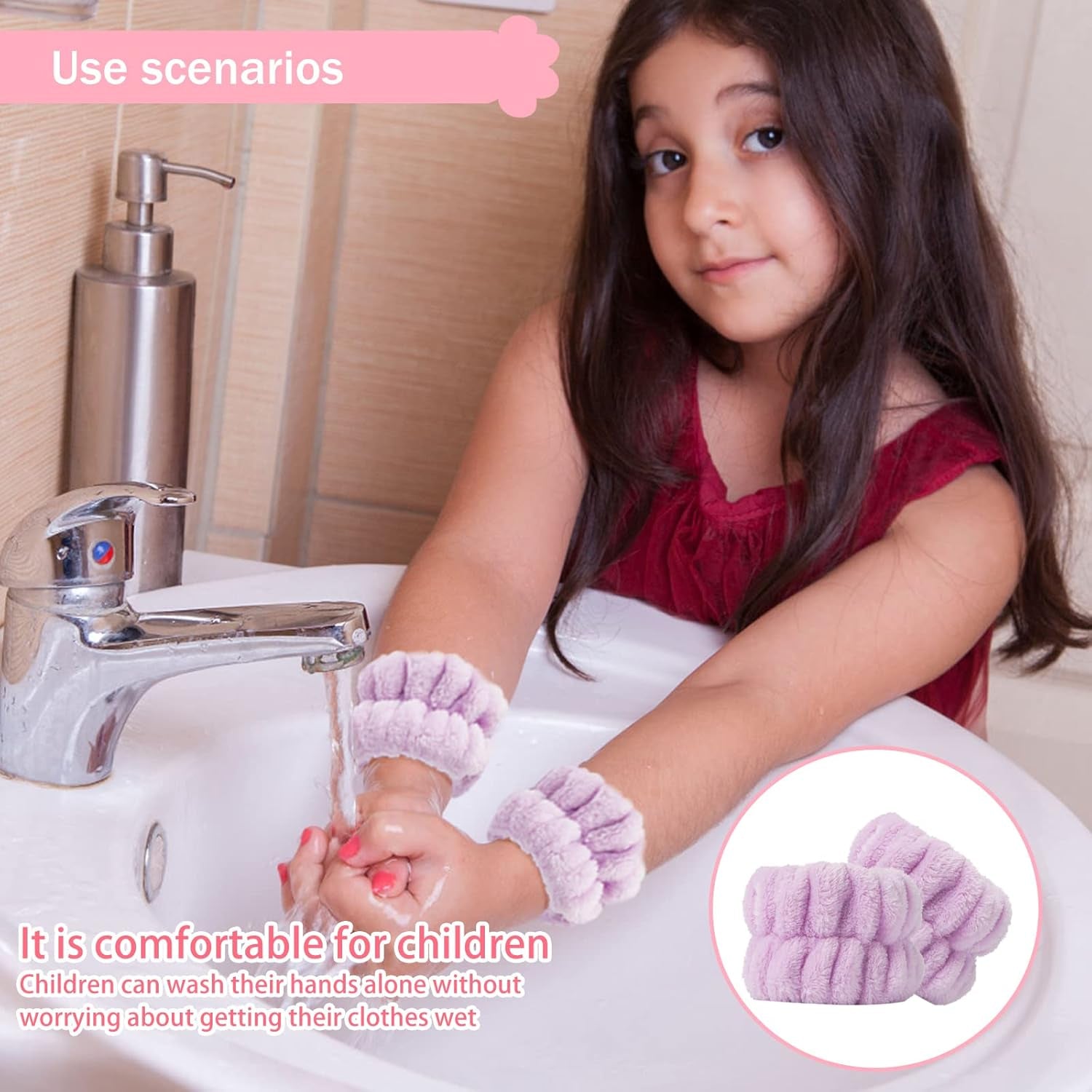 2-Pack Microfiber Face Washing Wristbands - Stretchy Absorbent Arm Towels for Women and Kids, Perfect for Spa and Daily Skincare Routine - Alrickas’ UNIQUE BOUTIQUE