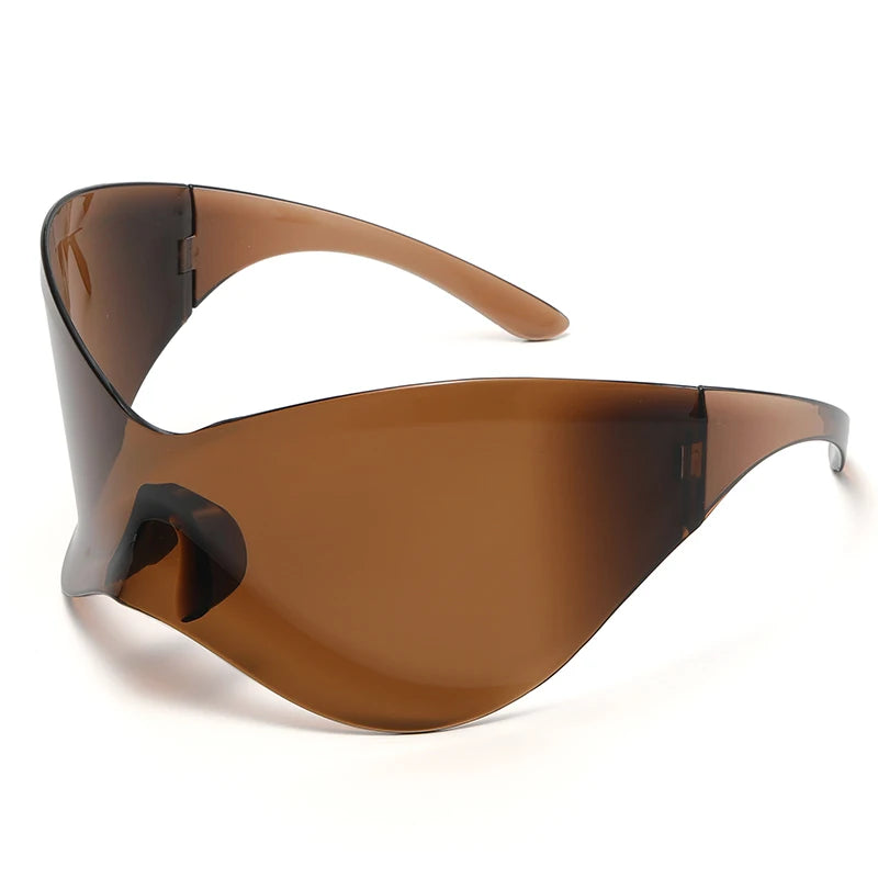 New Oversized Y2K Punk Rimless Sunglasses Women Men Brand Designer Hip Hop Sport One Piece Sun Glasses Shades Goggles