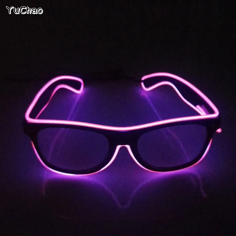 Cool Fashion Double Colors EL Window-Shades Glasses Glowing Glasses Neon LED Light up Sunglasses Glow Party Decorative Glasses