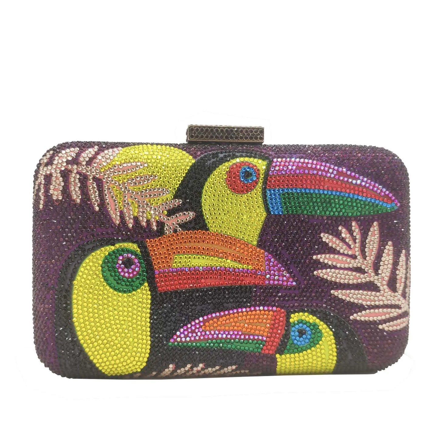 Novelty Toucan Bird Women Crystal Evening Bags Rhinestones Box Minaudiere Clutch Party Cocktail Handbag Purse