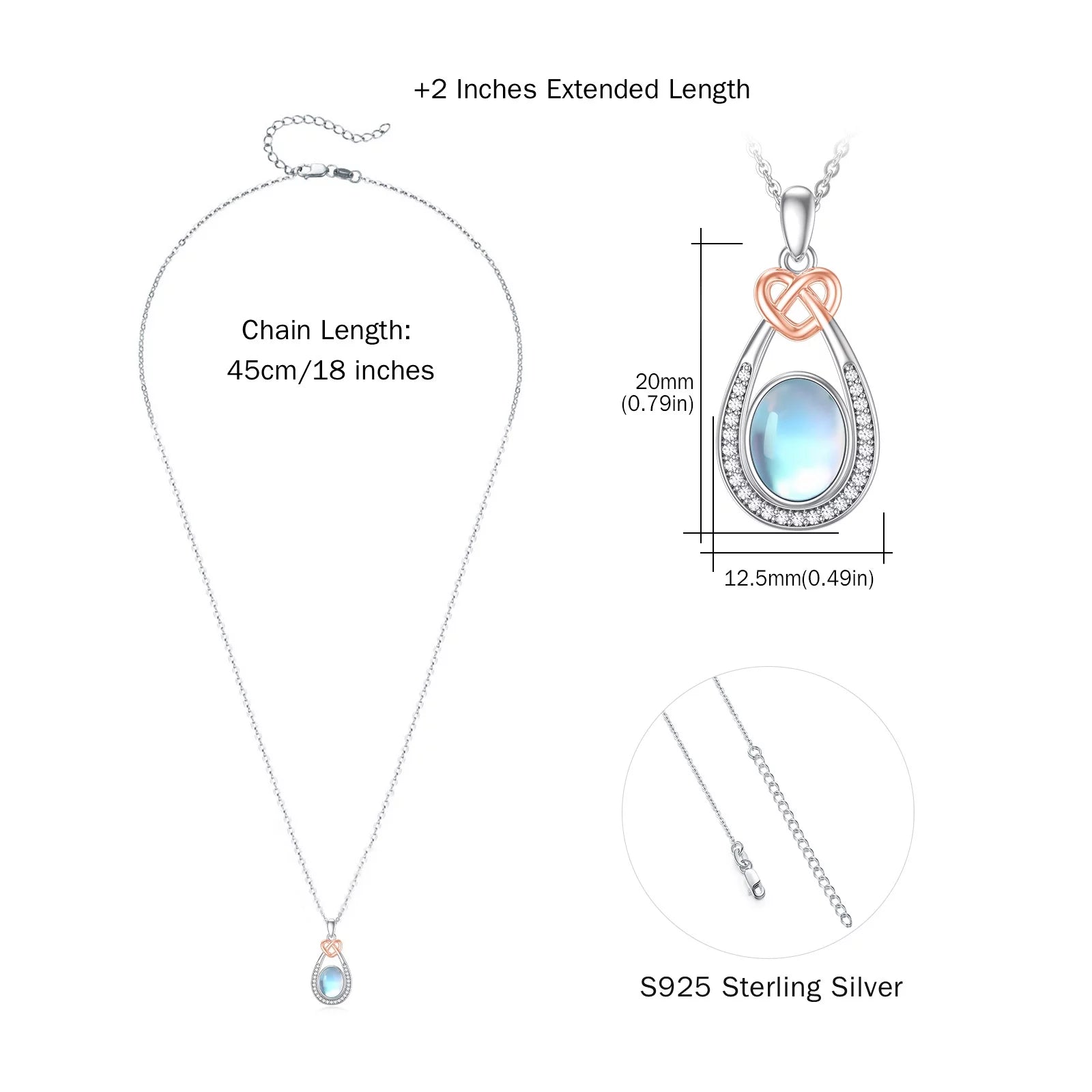 Elegant Moonstone Teardrop Necklace in 925 Sterling Silver - Perfect Birthday Gift for Women, Moms, Daughters, and Wives - Alrickas’ UNIQUE BOUTIQUE