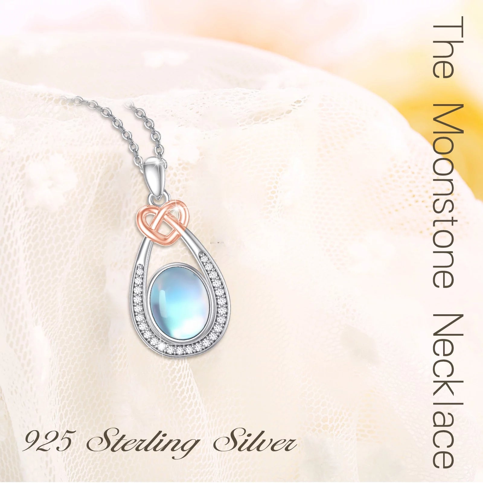 Elegant Moonstone Teardrop Necklace in 925 Sterling Silver - Perfect Birthday Gift for Women, Moms, Daughters, and Wives - Alrickas’ UNIQUE BOUTIQUE