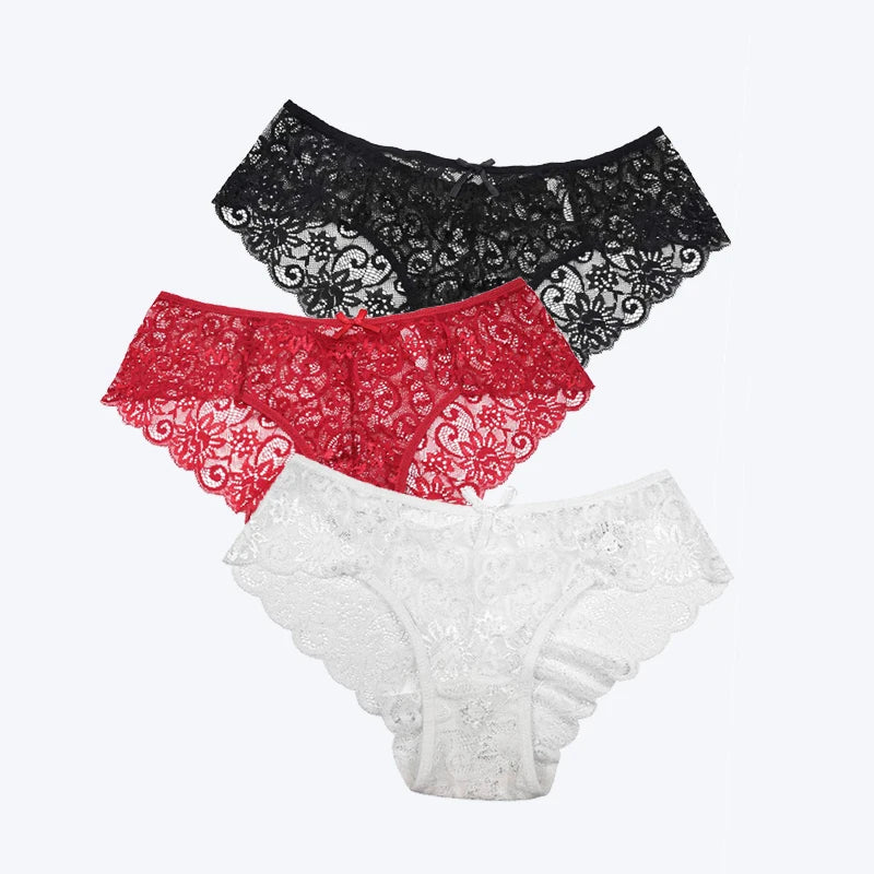 3Pcs/Pack! Sexy Women Lace Panties Underwear Lace Briefs S M L XL Women Underwear