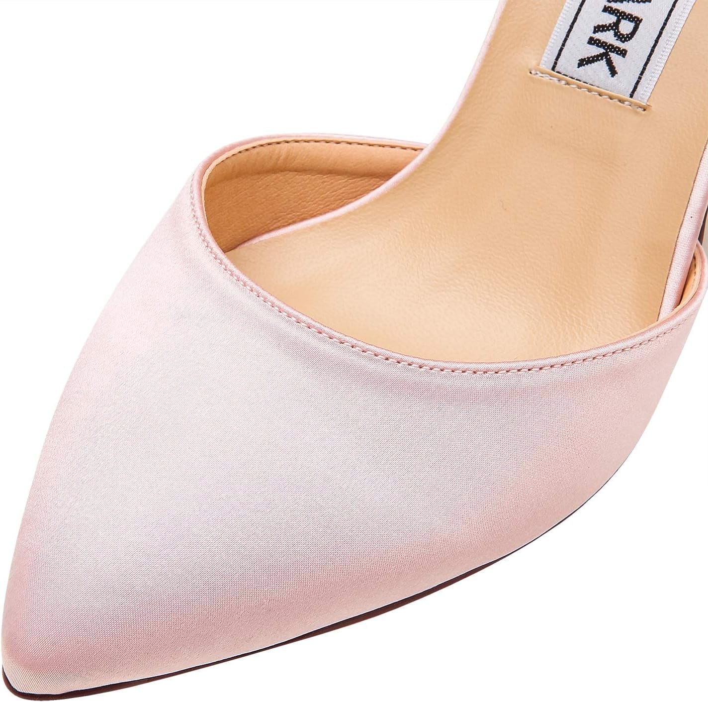 Heels for Women Pointed Toe High Heel Pumps Satin Ankle Strap Wedding Bridal Evening Party Dress Shoes