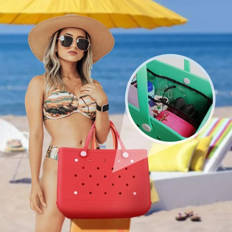 Extra Large Waterproof Clear Insert Bogg Bag - Perfect Summer Beach & Pool Handbag with Storage Organizer - Alrickas’ UNIQUE BOUTIQUE