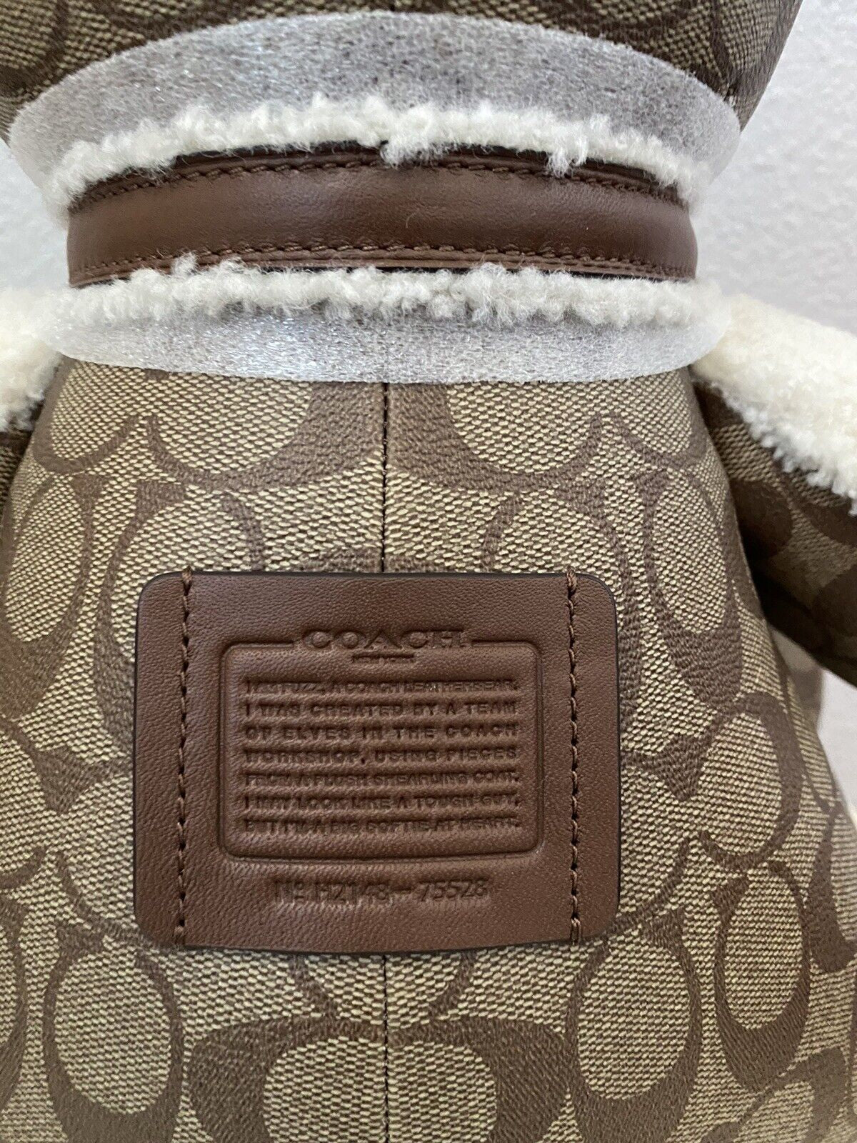 Coach Bear Doll in Signature Canvas Pebble -Smooth Leather and Shearling 75528 - Alrickas’ UNIQUE BOUTIQUE
