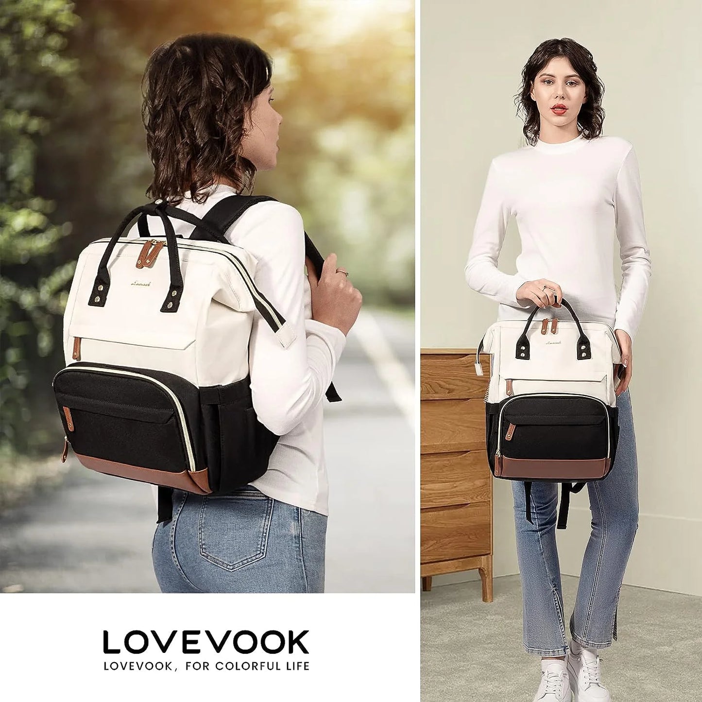 Laptop Backpack, 15.6" Women Work Backpack Purses with USB Port, Waterproof Casual Daypack Travel Backpack, Large Fashion Teacher Nurse College Bookbag