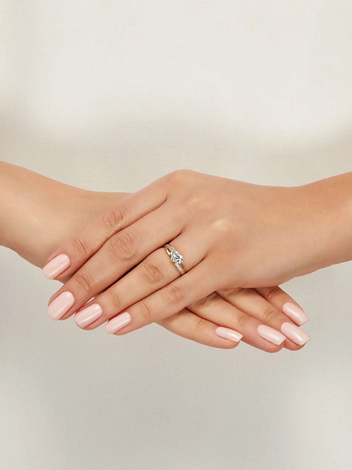 Stunning Heart-Shaped Cubic Zirconia Engagement Ring in 10Kt Yellow Gold - Alrickas’ UNIQUE BOUTIQUE