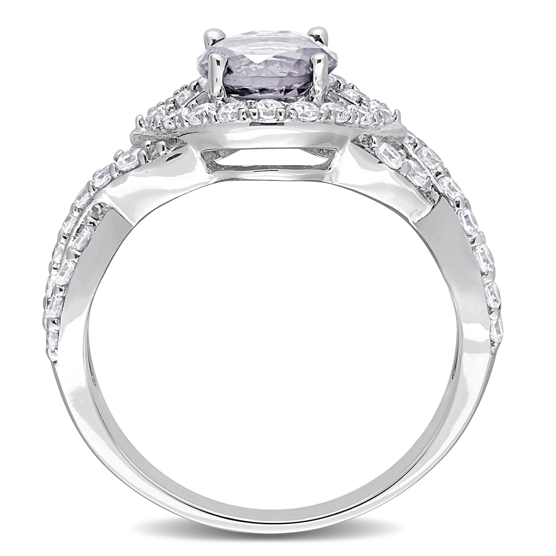 Stunning Created Sapphire Sterling Silver Engagement Ring for Women - Alrickas’ UNIQUE BOUTIQUE