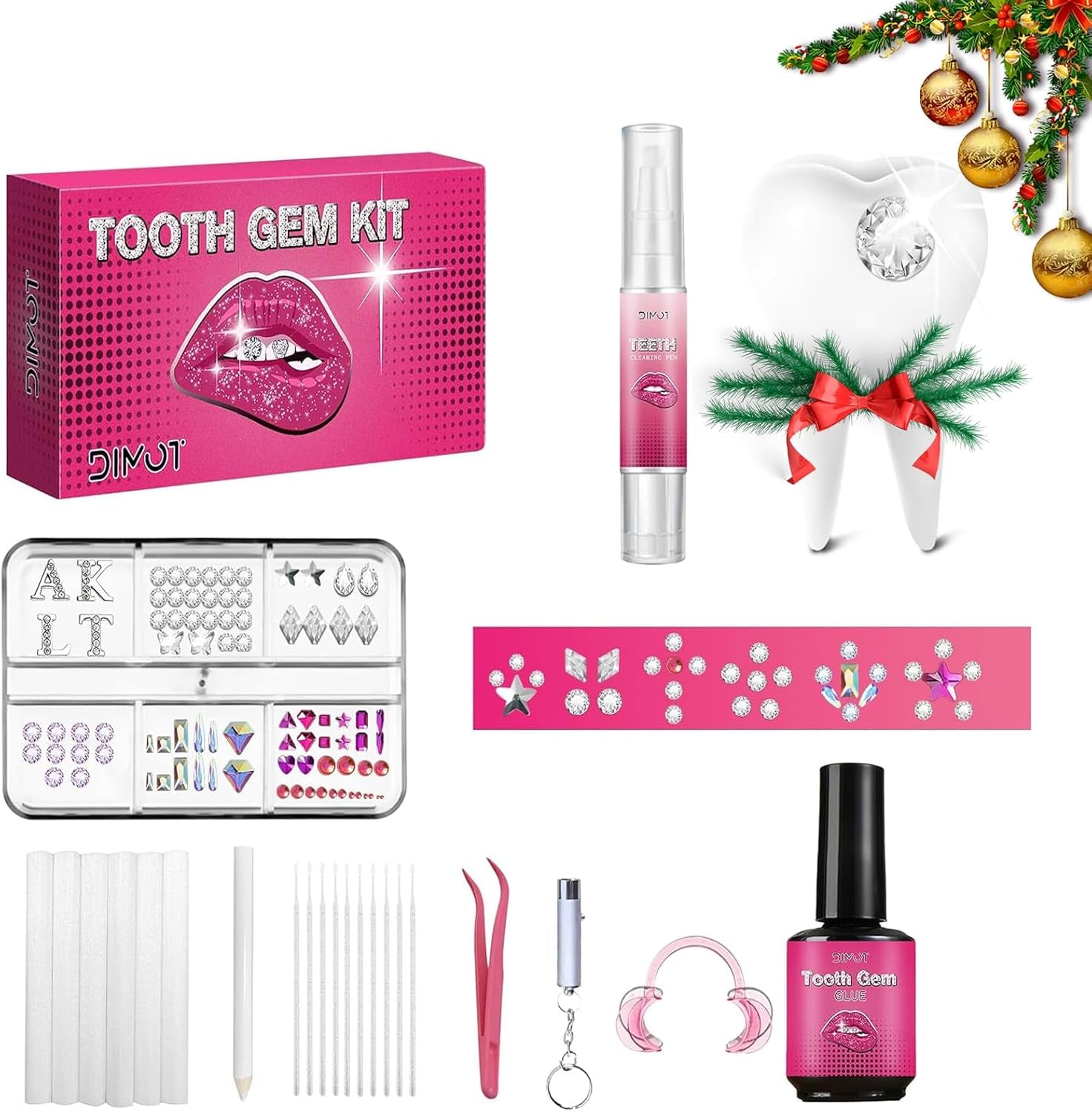 Ultimate Tooth Gems Kit with LED Light - 139 DIY Tooth Jewelry Gems for Men & Women - 2024 Edition - Alrickas’ UNIQUE BOUTIQUE