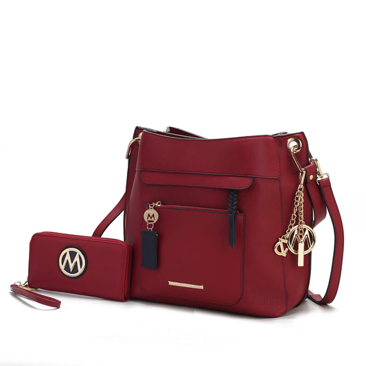 Chic Red Vegan Leather Hobo Bag & Wristlet Wallet Set for Women by Mia K - Stylish Shoulder Purse 2-Piece Collection - Alrickas’ UNIQUE BOUTIQUE