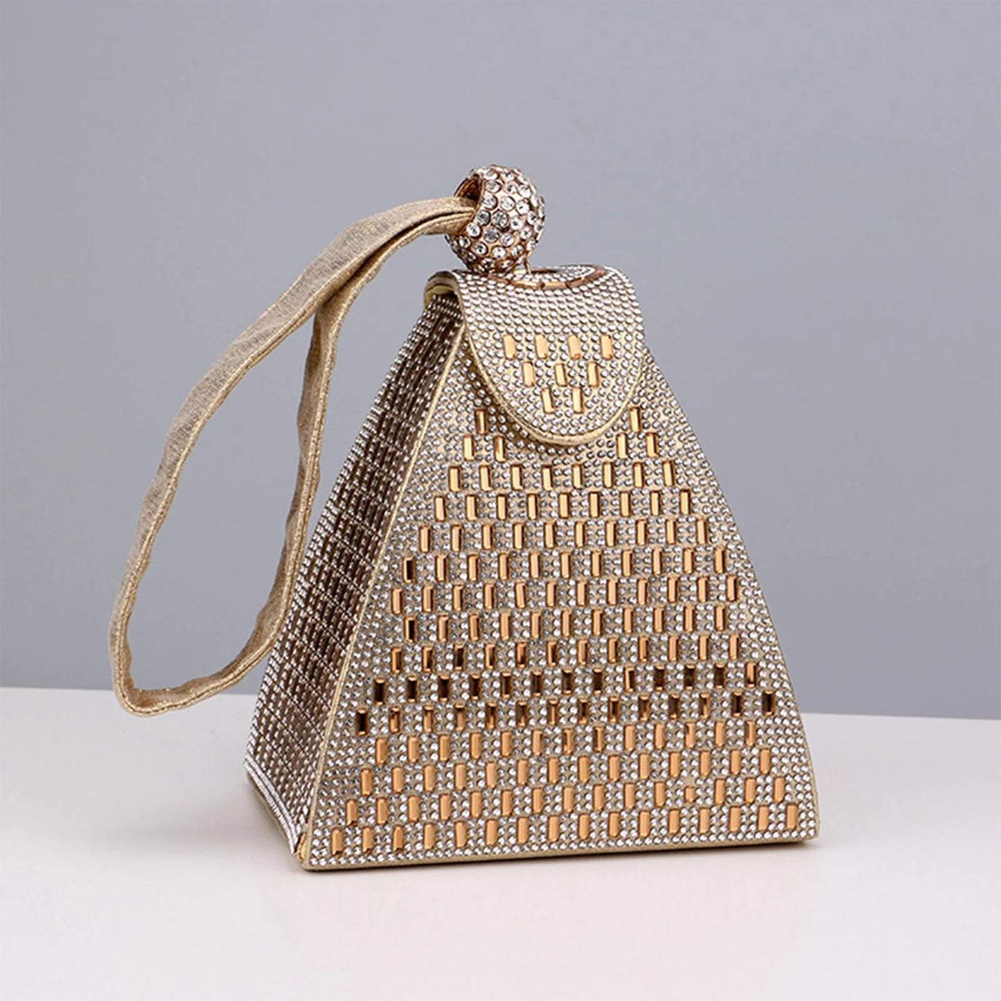 Clutch Purse, Handbag, Evening Bag Triangle for Women, Tote for Wedding Cocktail Aureate