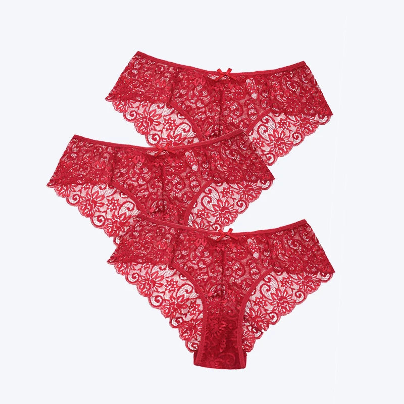 3Pcs/Pack! Sexy Women Lace Panties Underwear Lace Briefs S M L XL Women Underwear