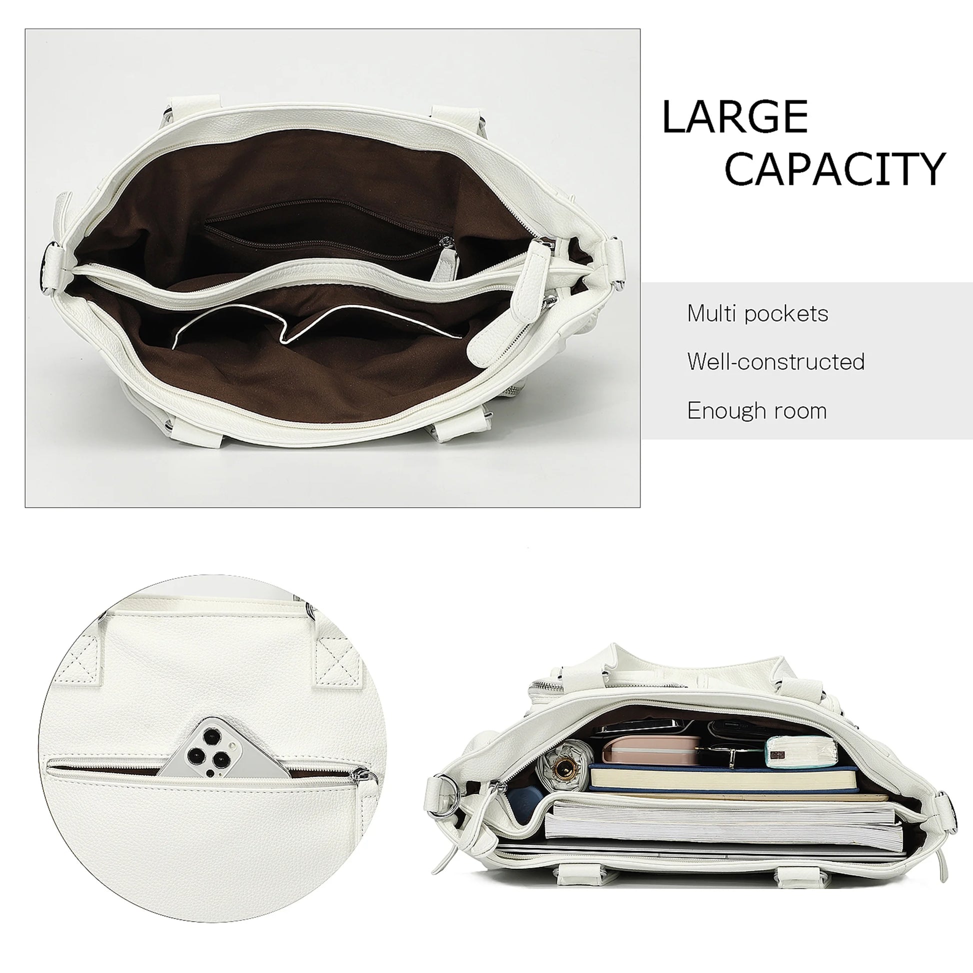 Stylish White Large Shoulder Handbag - Versatile Crossbody Hobo Tote for Women - Alrickas’ UNIQUE BOUTIQUE