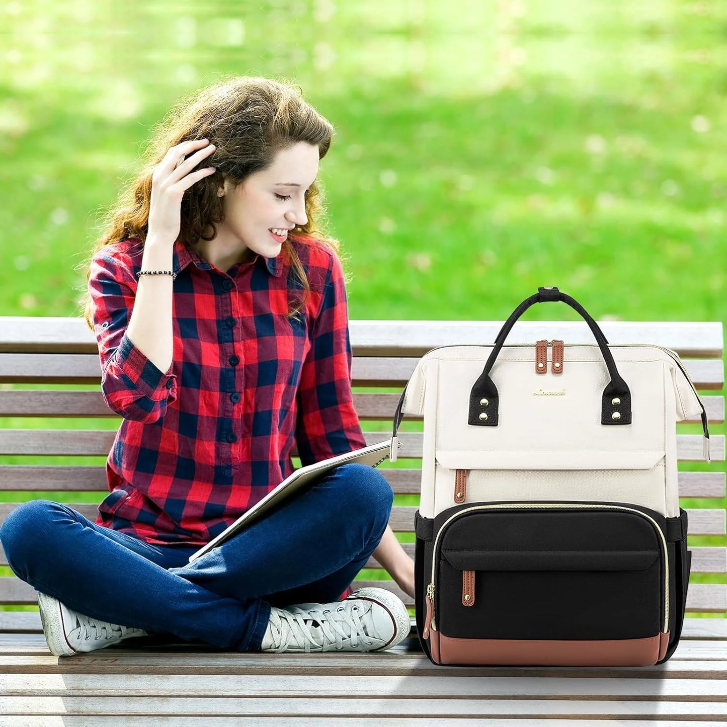 Laptop Backpack, 15.6" Women Work Backpack Purses with USB Port, Waterproof Casual Daypack Travel Backpack, Large Fashion Teacher Nurse College Bookbag